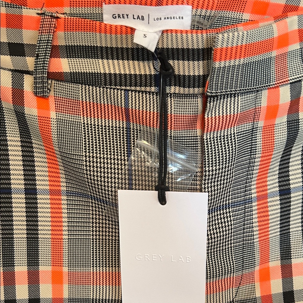 Plaid Stretch Women’s Pants in Orange and Gray - Picture 3 of 3